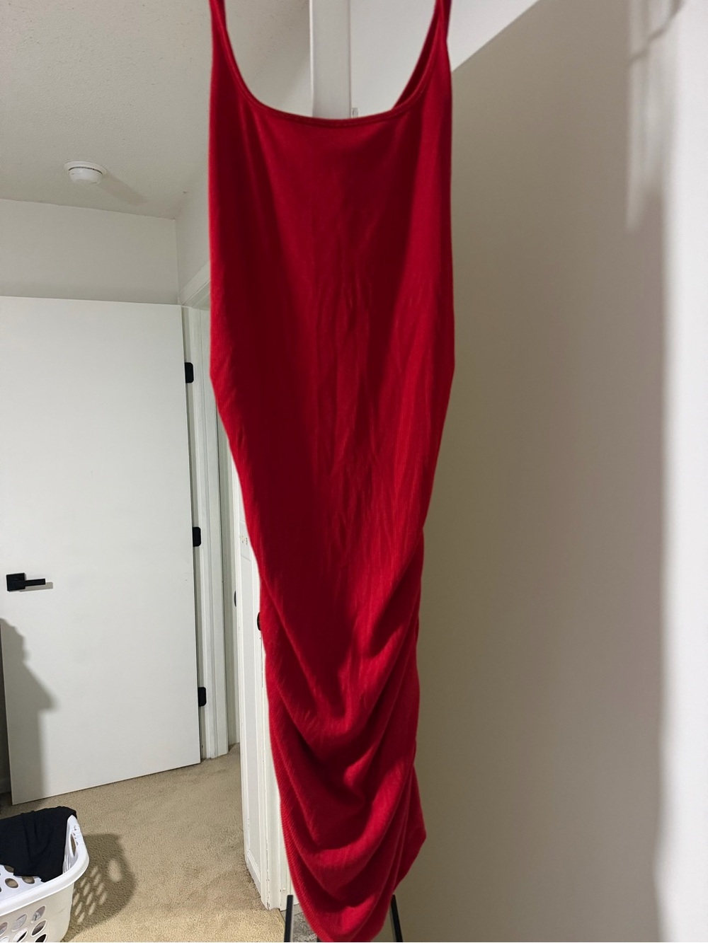 Red Women's Ruched Slip Skirt